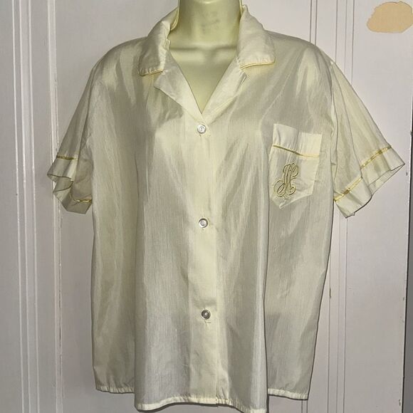 Vintage Bel-Aire Stylecraft Lingerie light yellow pajama top & robe - Picture 7 of 11